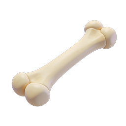 3D Bone Icon - Clay Style Skeleton Element