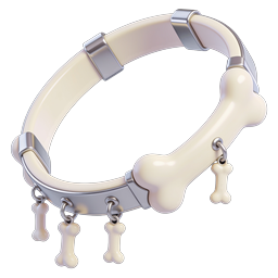 Premium Bone Charm Pet Collar 3D Icon