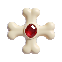 Bone Cross Gem Icon - 3D Ruby Bone Artifact