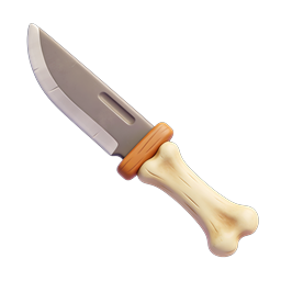 Bone Handle Knife 3D Icon for Gaming & Adventure