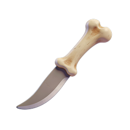 Realistic Bone Handle Knife 3D Icon for Design