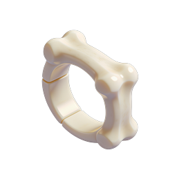 Realistic 3D Bone Icon - Cream Glossy Render