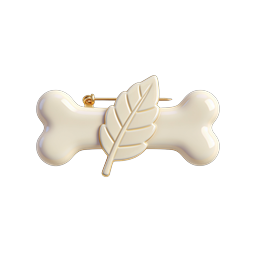 Icono 3D de pin decorativo elegante de hueso y hoja