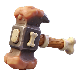Stylized Bone Meat Hammer 3D Game Icon