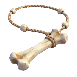 Icono de collar con colgante de hueso realista y cuerda trenzada