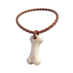 Bone Pendant on Braided Leather Necklace 3D Icon