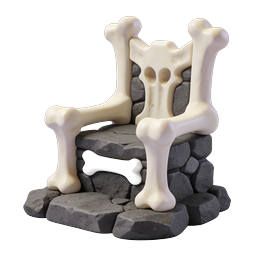 Ícone de Trono de Ossos | Design de Cadeira de Caveira 3D Dark Fantasy