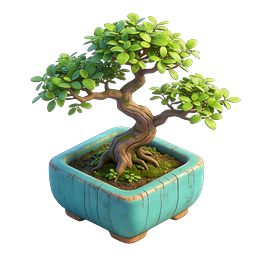 Stylized Bonsai Tree Icon | Realistic 3D Nature Design