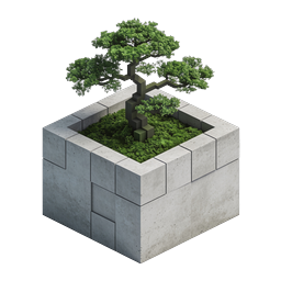 Isometric Bonsai Tree in Concrete Planter Icon