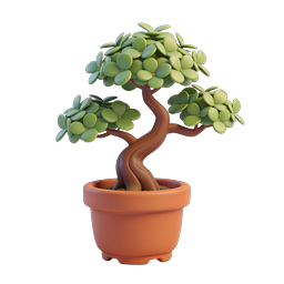 3D Bonsai Tree in Clay Pot Icon - Nature Design