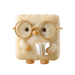 Adorable Book-Reading Marshmallow Character Icon