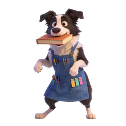 Adorable Bookish Dog Librarian 3D Icon