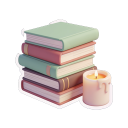 Cozy Books and Candle Reading Sticker Icon
