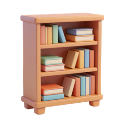 Cute Cartoon Bookshelf Icon for Education and Design