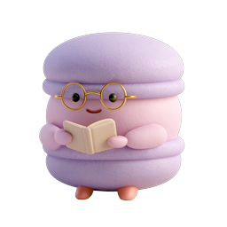 Adorable Bookworm Macaron Character Icon - Clay 3D Style