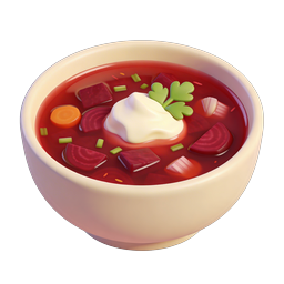 Icona ciotola di zuppa Borscht - Illustrazione 3D della tradizionale zuppa di barbabietole