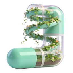 Botanical Terrarium Letter J 3D Icon - Eco Typography Design