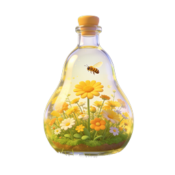 Enchanted Bottle Garden with Bee – Magical Nature Icon