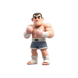 Cartoon Boxer Fighter 3D Icon - Sports Character