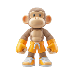 Ícone 3D Personagem Macaco Boxeador - Mascote de boxe fofo