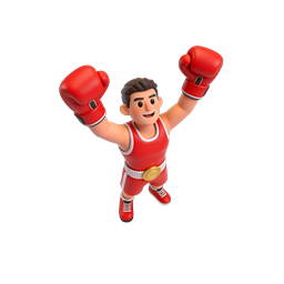 Boxer Victory Champion Icon - 3D Sports Character