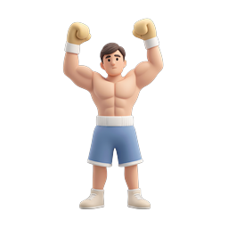 Boxer Victory Pose 3D Icon - Champion Celebration