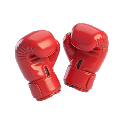Red Boxing Gloves 3D Icon | Combat Sports Equipment