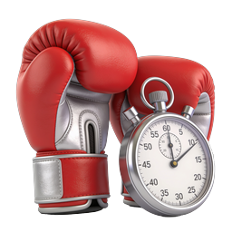 Red Boxing Gloves and Stopwatch Icon | Sports Timing