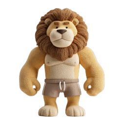 Mascote 3D de personagem leão boxeador com shorts esportivos