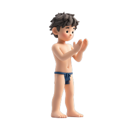 3D Boy Bathing Icon | Children Hygiene Water Splash Illustration