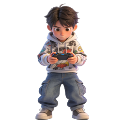 Young Boy Gaming Controller 3D Character Icon