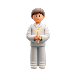 Boy Holding Candle - 3D Clay Character Icon