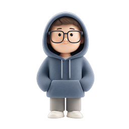 Boy in Blue Hoodie with Glasses 3D Character Icon