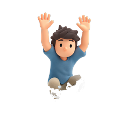 3D Cartoon-Junge springt in Wasserspritzer Icon