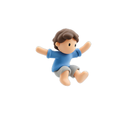 3D Clay Boy Jumping Water Splash Icon - Playful Child Character