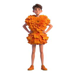 Мальчик в платье из бархатцев - 3D иконка персонажа мультфильма