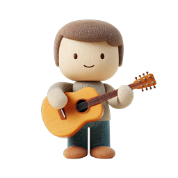 Cute Boy Playing Guitar 3D Clay Icon