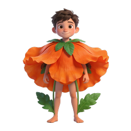 Boy in Poppy Flower Costume 3D Character Icon