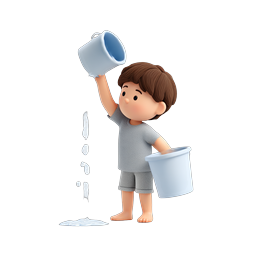 Boy Pouring Water From Bucket - 3D Character Icon