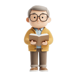 Boy Reading Book 3D Character Icon - Education & Literacy