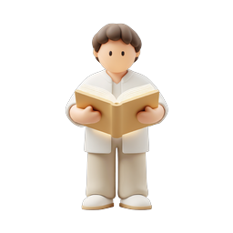 Boy Reading Book 3D Character Icon