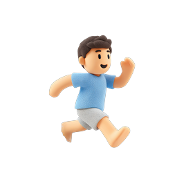 Joyful 3D Boy Running Through Water Splash Icon