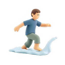 Boy Running Through Water Splash Clay Style Icon