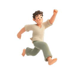 3D Clay Boy Running Through Water Splash Icon