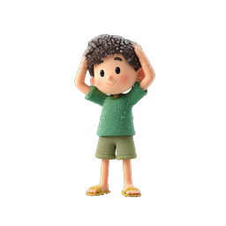 Cute 3D Boy Showering with Water Bubbles Icon