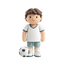 Cute Boy Soccer Player 3D Icon - Clay Style