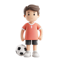 3D Boy Soccer Player Character Icon - Kids Sports
