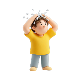 Cute 3D Boy Splashing Water on Head - Clay Style Icon