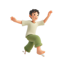 Joyful Boy Splashing Through Water 3D Icon