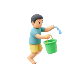 3D-Knetfigur Junge mit Wassereimer Icon
